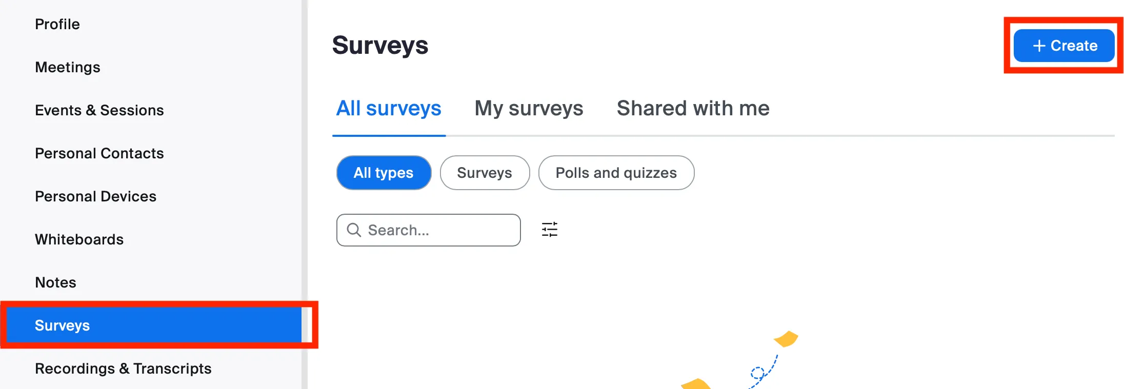 the Surveys tab